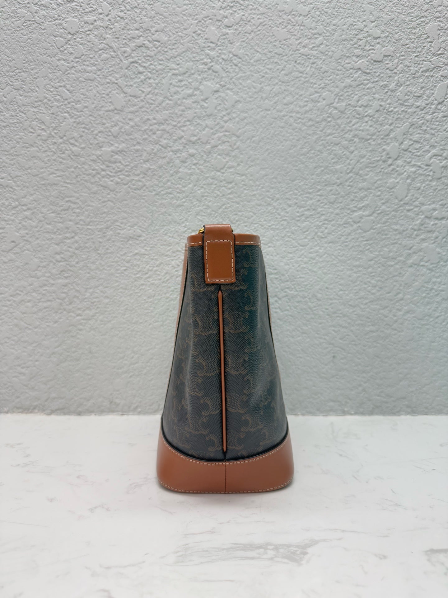 Celine - Small Triomphe Canvas Bucket Bag - Coated canvas and leather - Brown - (Small)