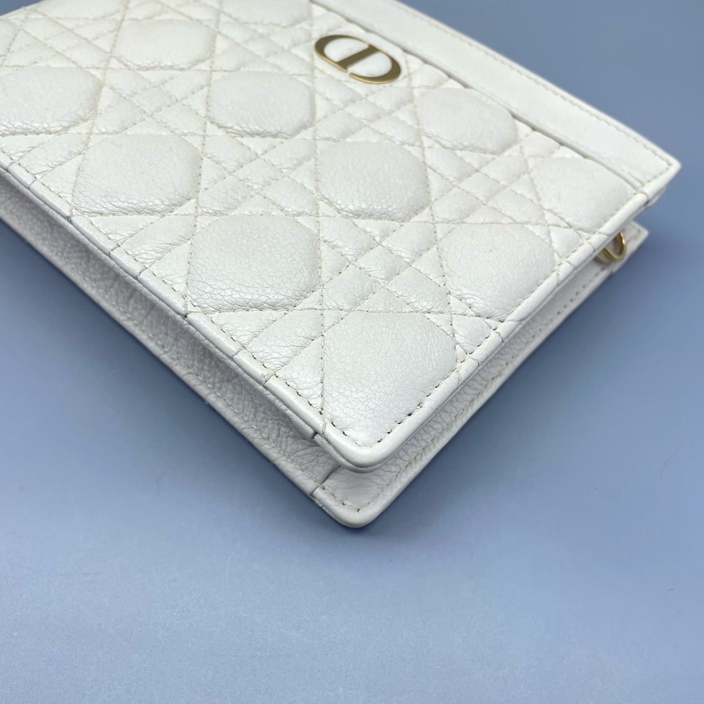 Dior - Caro Wallet On Chain (WOC) - Grained calfskin leather - White - (mini)