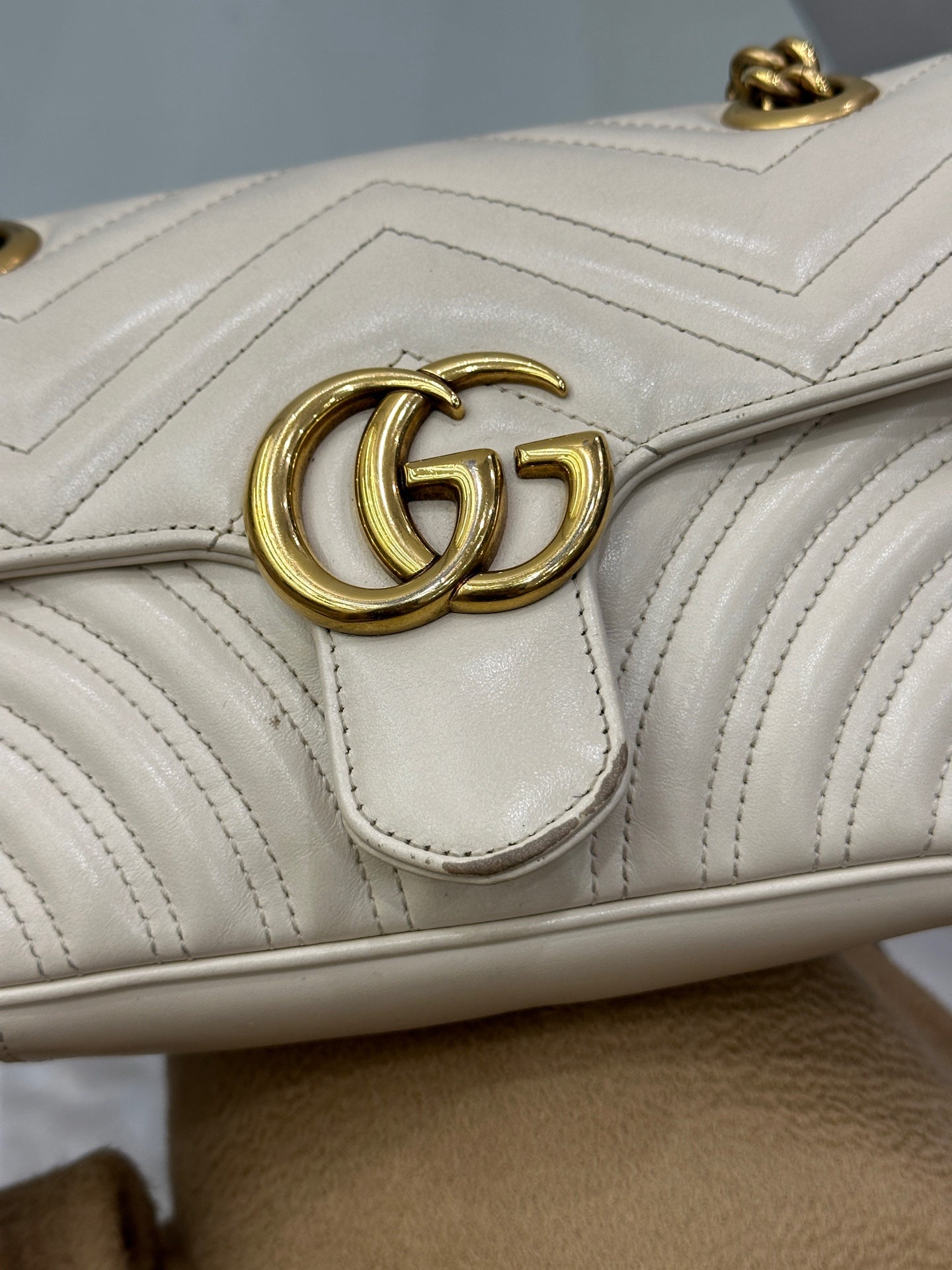 Gucci - GG Marmont Mini Flap Bag - Leather - White - (mini)