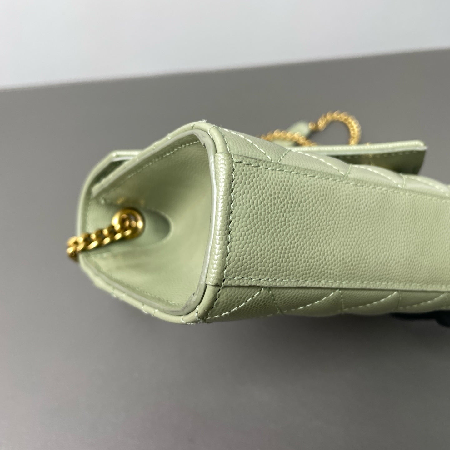 Saint Laurent - Monogram Envelope Chain Wallet - Grained leather - Green - (mini)