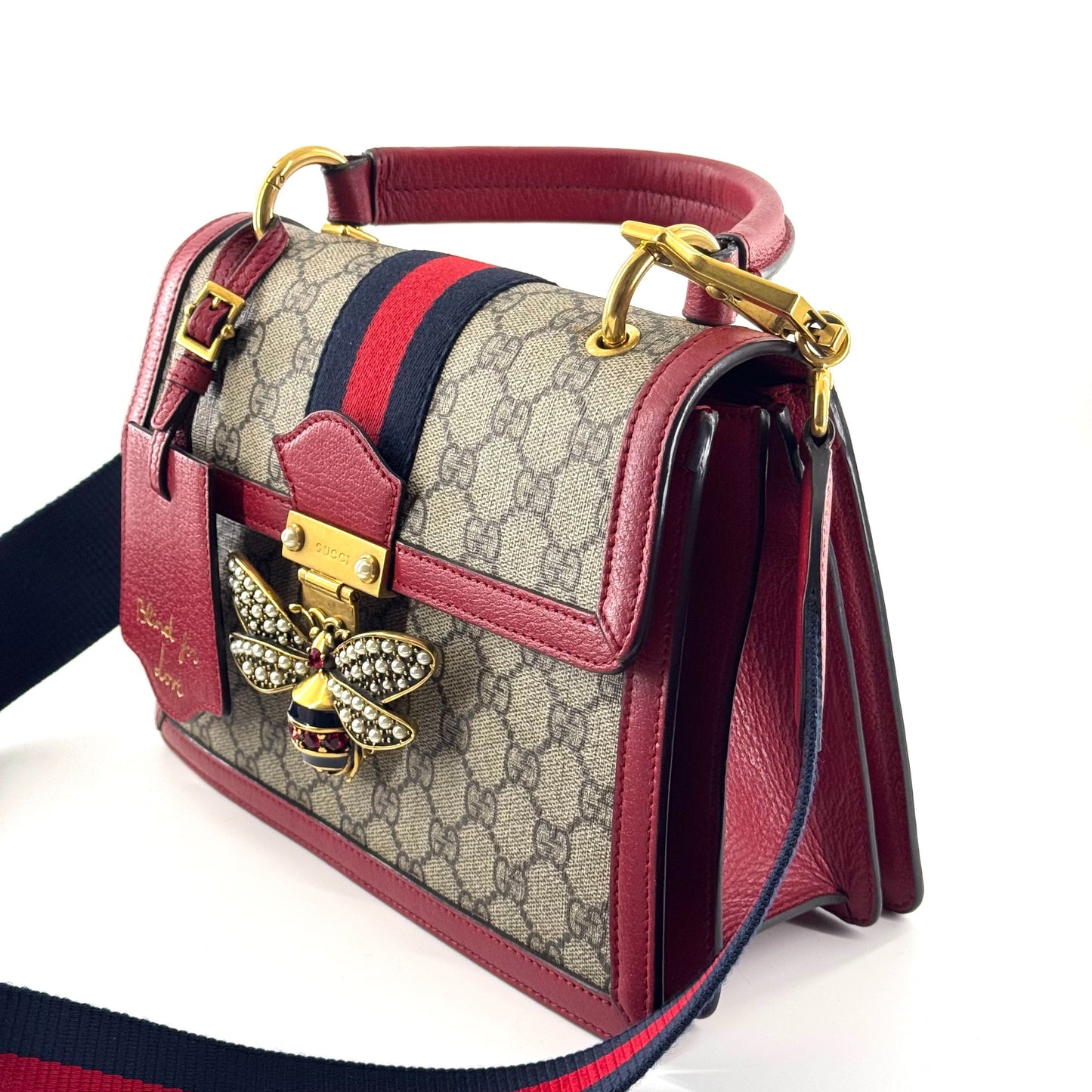 Gucci - Queen Margaret Top Handle Bag - GG Supreme canvas with leather trim - Red - (Small)