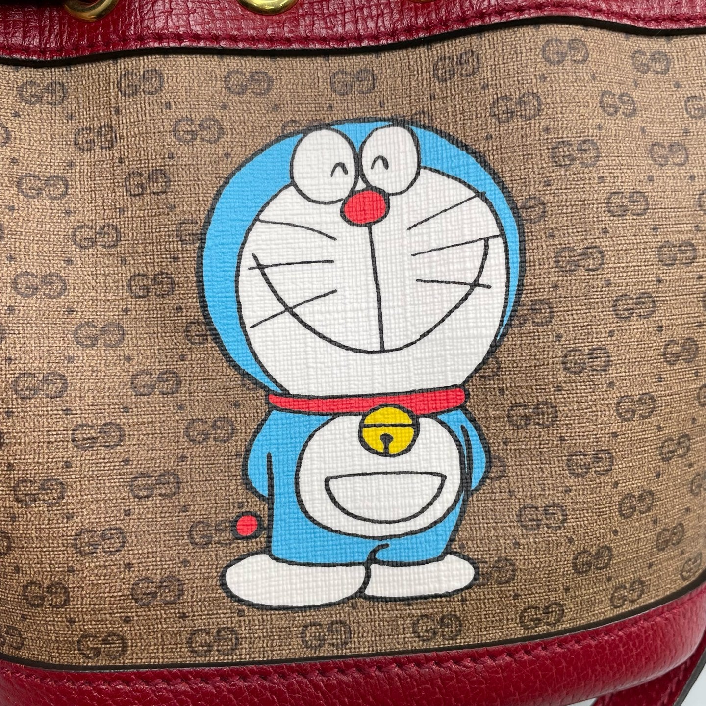 Gucci - Doraemon Collaboration Mini Bucket Bag - Coated canvas and leather - Brown and Red with Multicolour graphic - (mini)