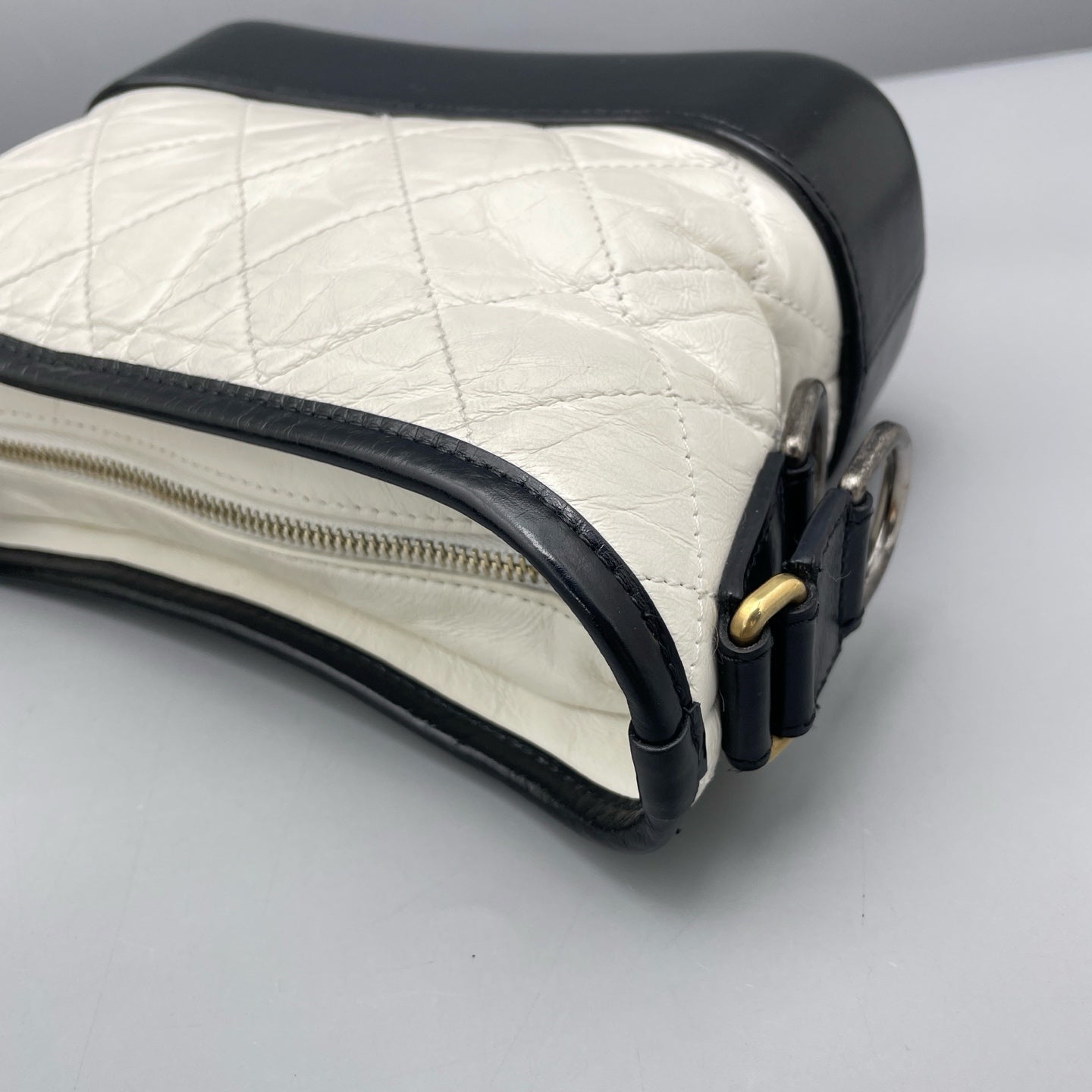 Chanel - Gabrielle Hobo Bag (Small) - Distressed calfskin leather and smooth calfskin leather - Black and White - (Small)