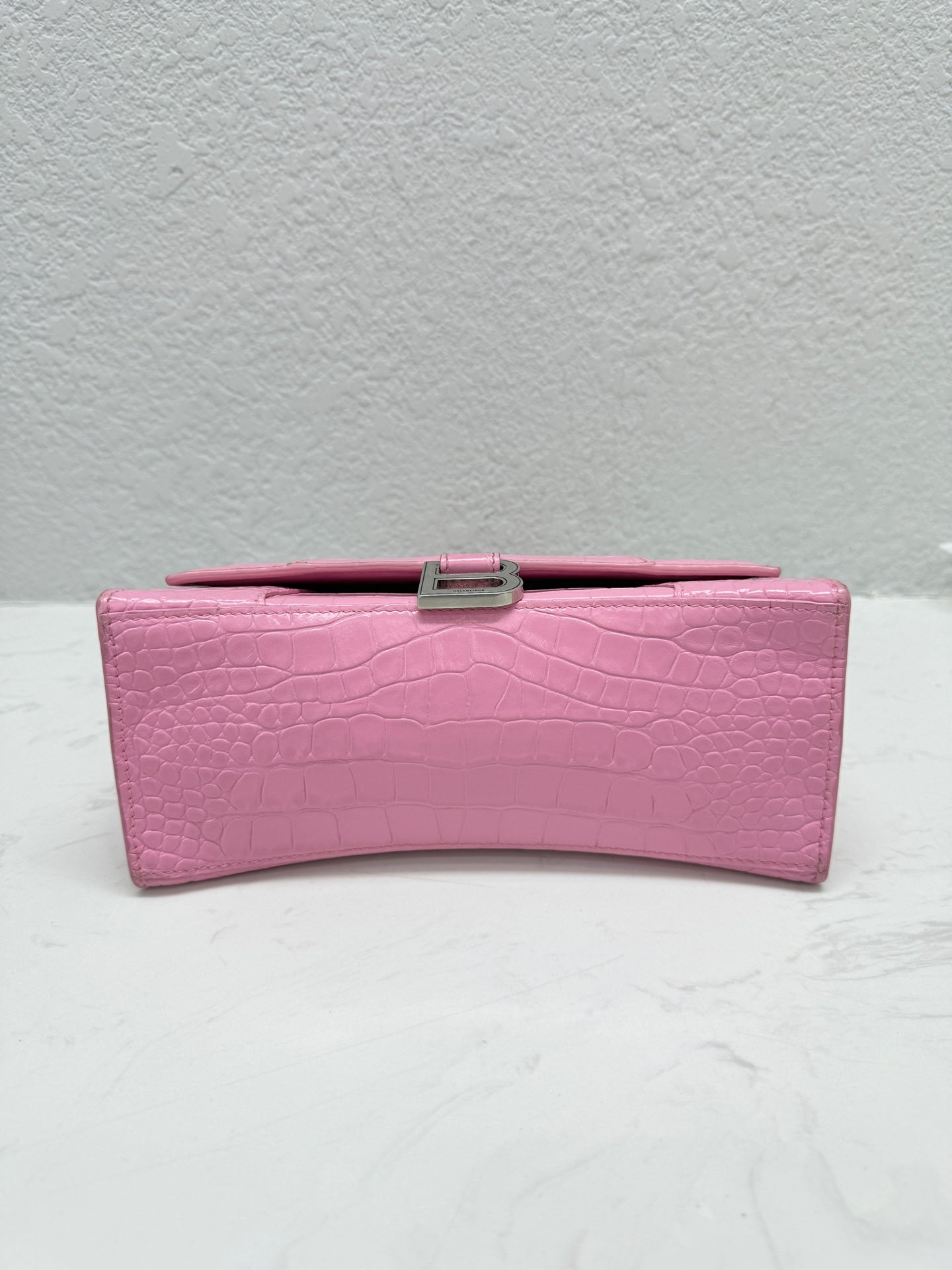 Balenciaga - Hourglass S - Crocodile-embossed calfskin leather - Pink - (small)