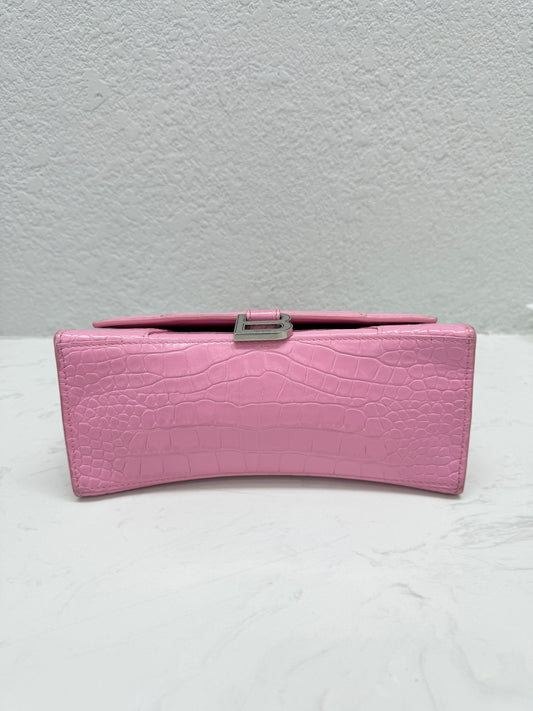 Balenciaga - Hourglass S - Crocodile-embossed calfskin leather - Pink - (small)