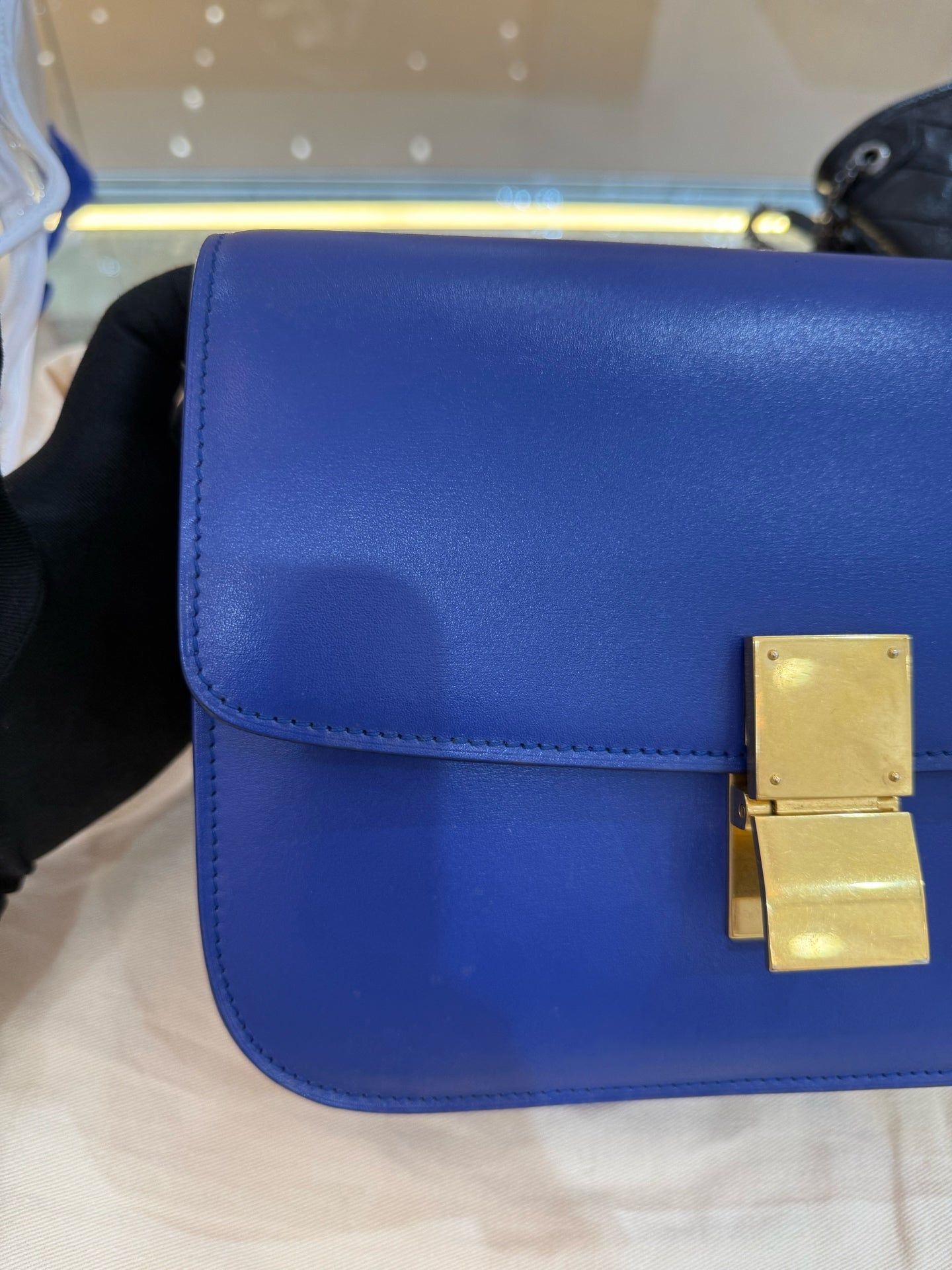 Celine - Classic Box Bag - Smooth calfskin leather - Blue - (Medium)