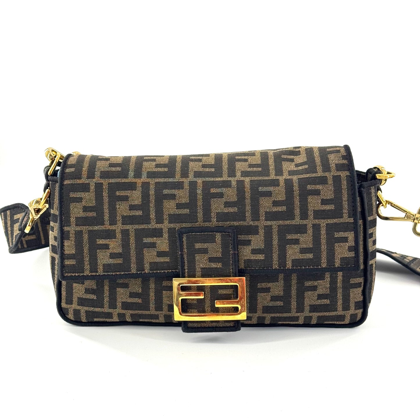 Fendi - Baguette - Zucca canvas with leather trim - Brown - (medium)