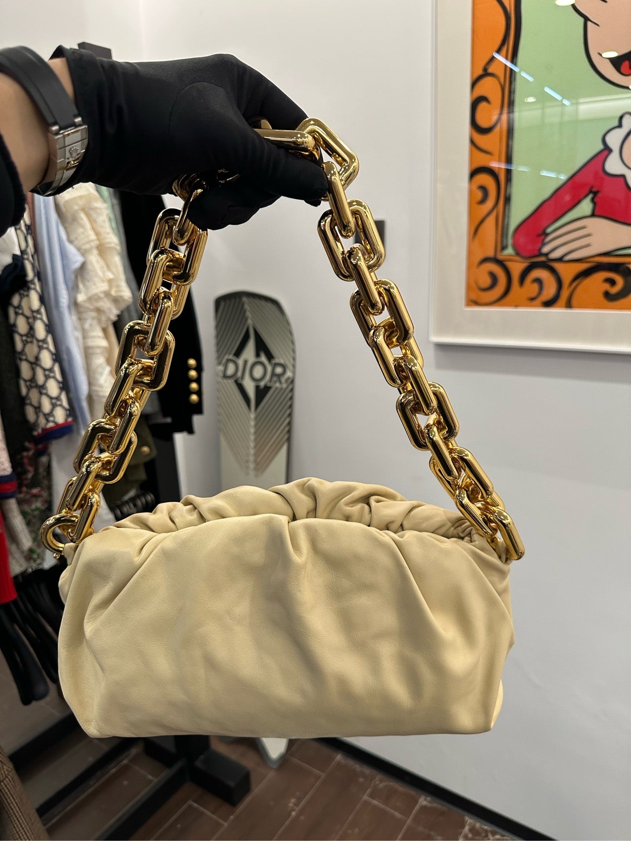 Bottega Veneta - The Chain Pouch - Leather - Beige - (medium)