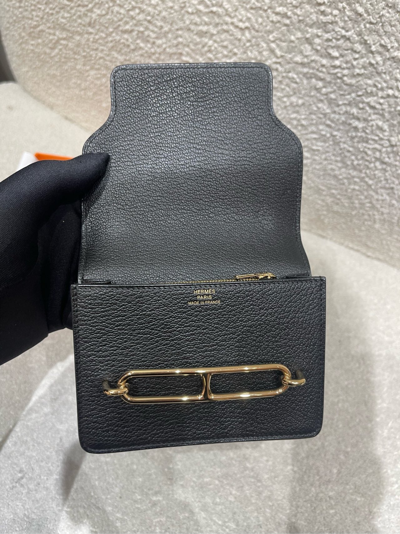 Hermès - Roulis Slim Compact - Goatskin leather - Black - (small)