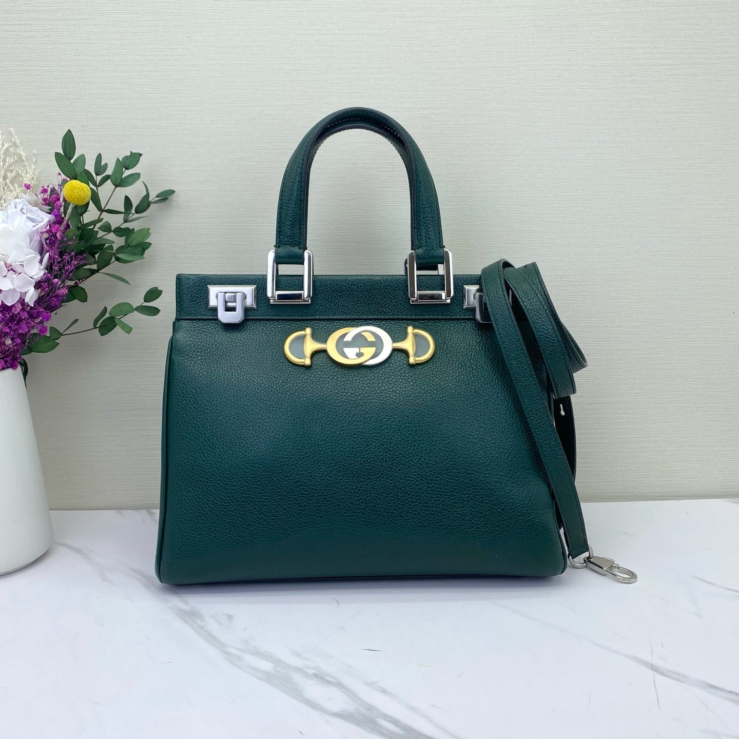 Gucci - Zumi Top Handle Bag - Leather - Green - (Small)