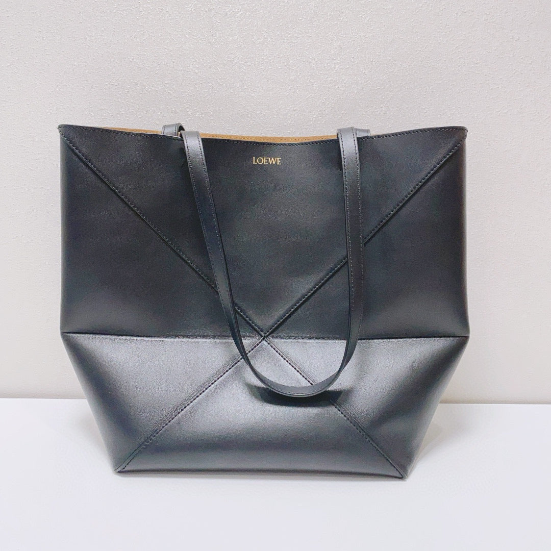 Loewe - Puzzle Fold Tote - Calfskin leather - Black - (Medium)