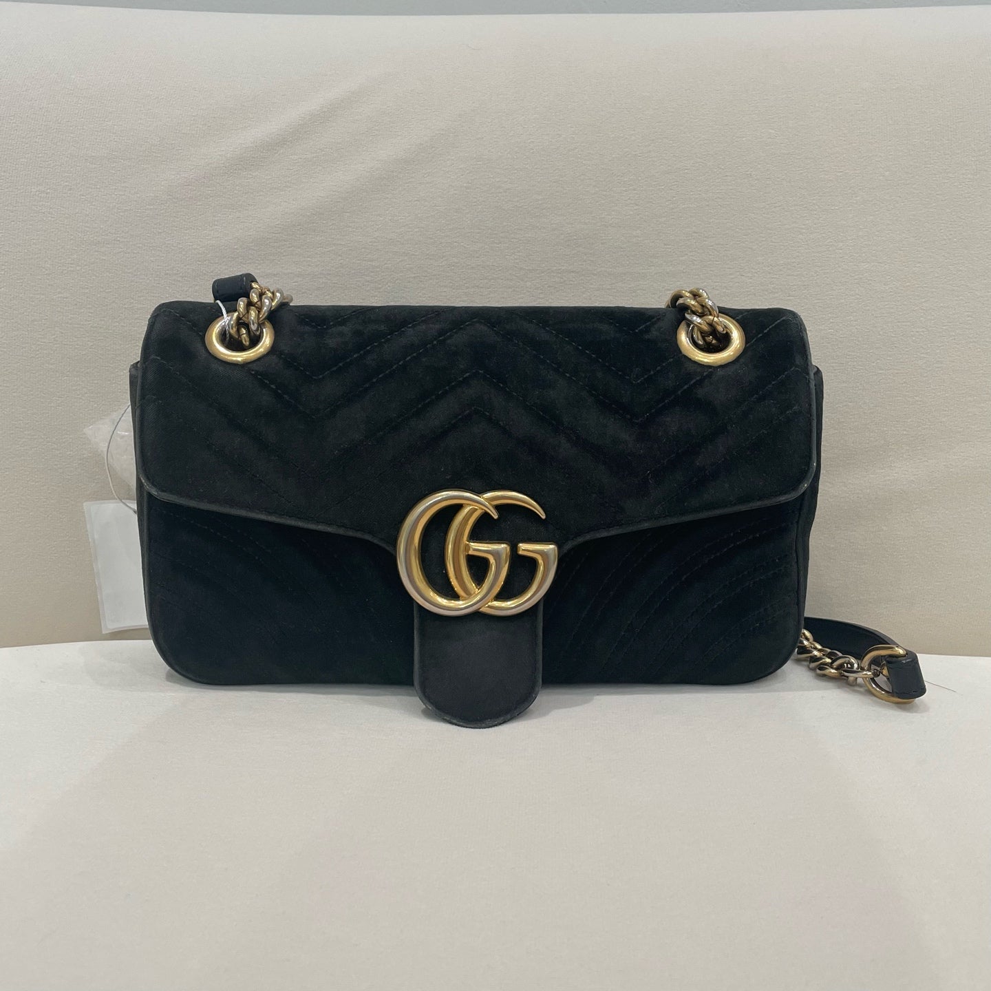 Gucci - GG Marmont Small Shoulder Bag - Velvet - Black - (small)