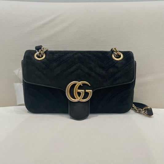 Gucci - GG Marmont Small Shoulder Bag - Velvet - Black - (small)