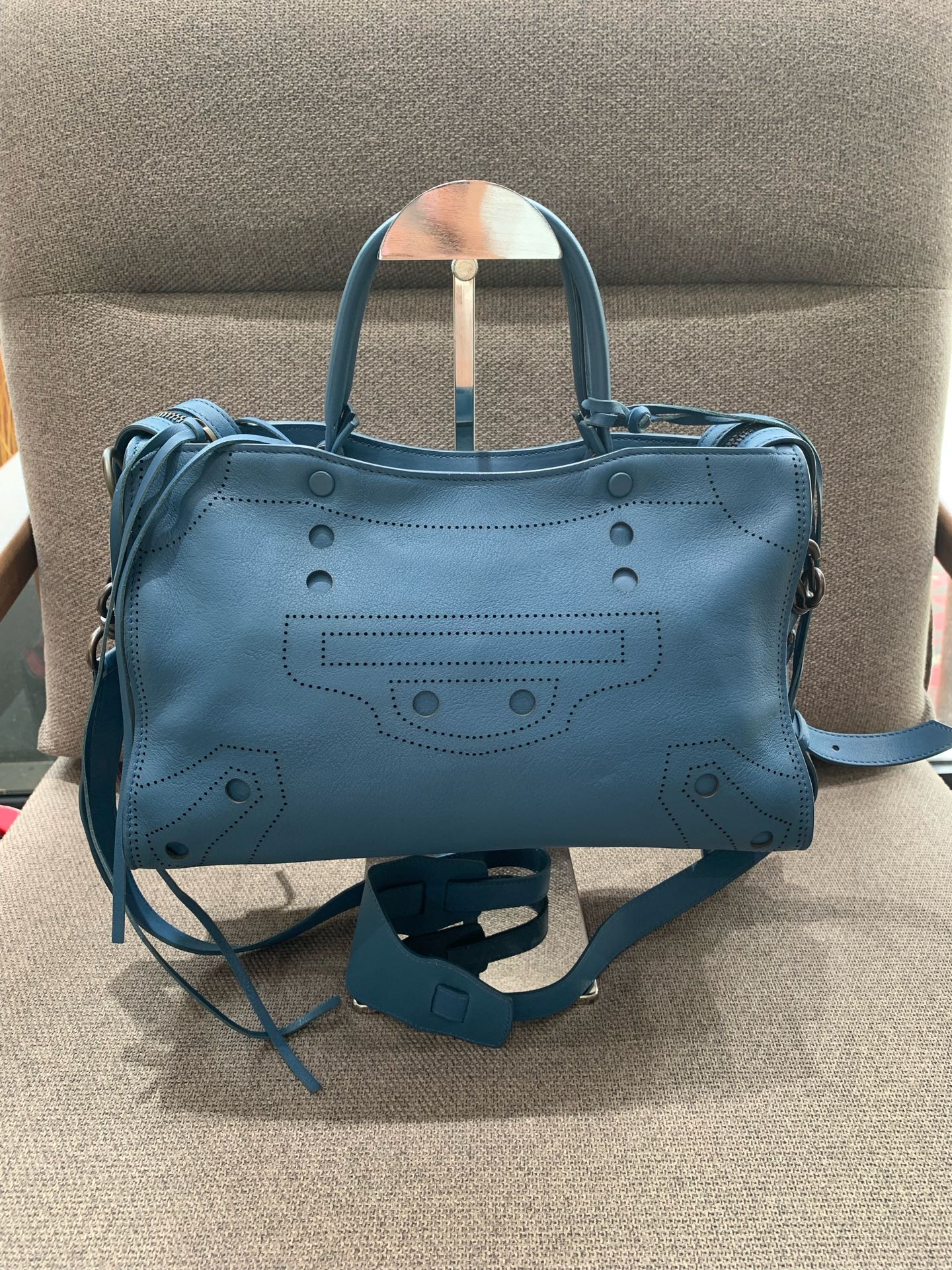 Balenciaga - Perforated City Bag - Leather - Blue - (medium)