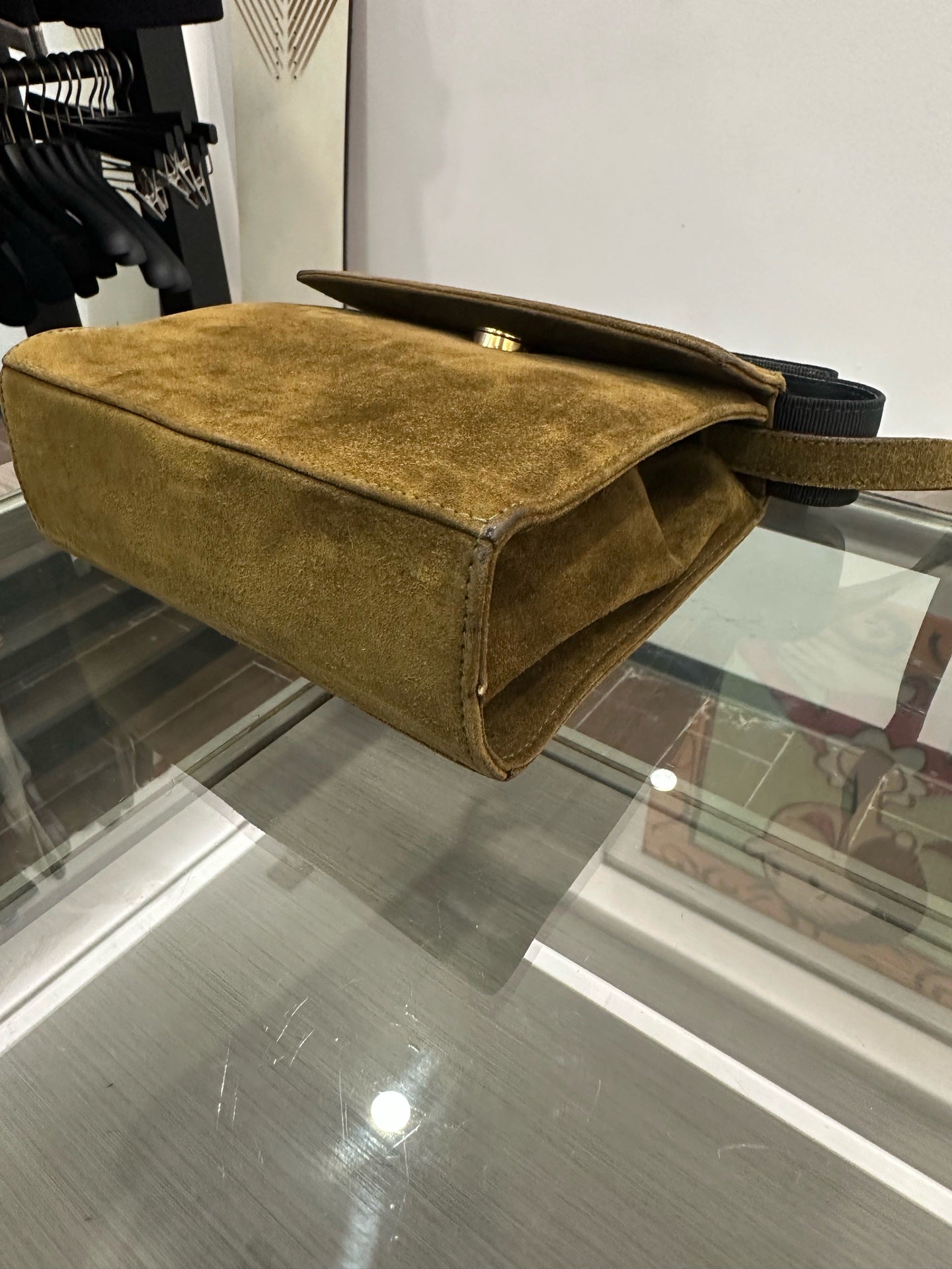 Salvatore Ferragamo - Vara Bow Flap Shoulder Bag - Suede - Brown - (mini)