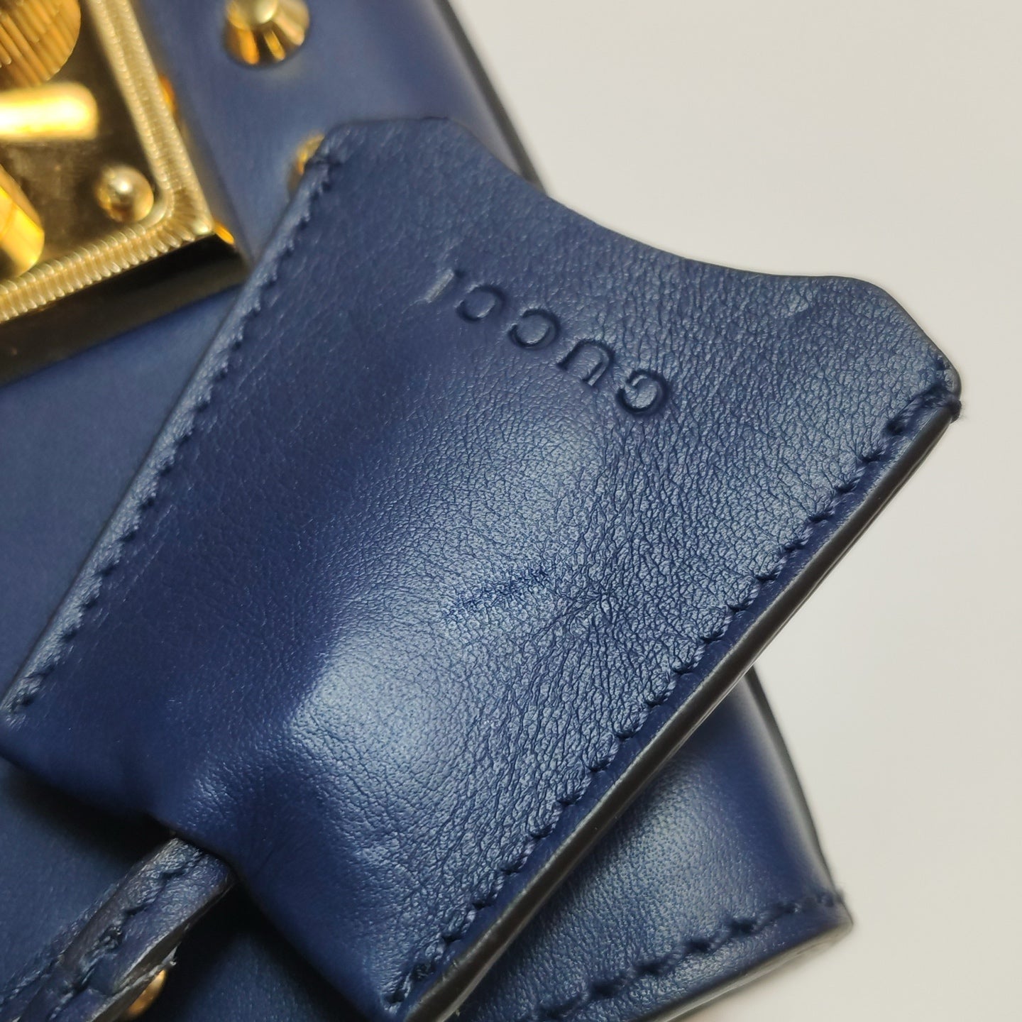 Gucci - Padlock Mini with Pearl and Stud Embellishments - Leather - Navy - (mini)