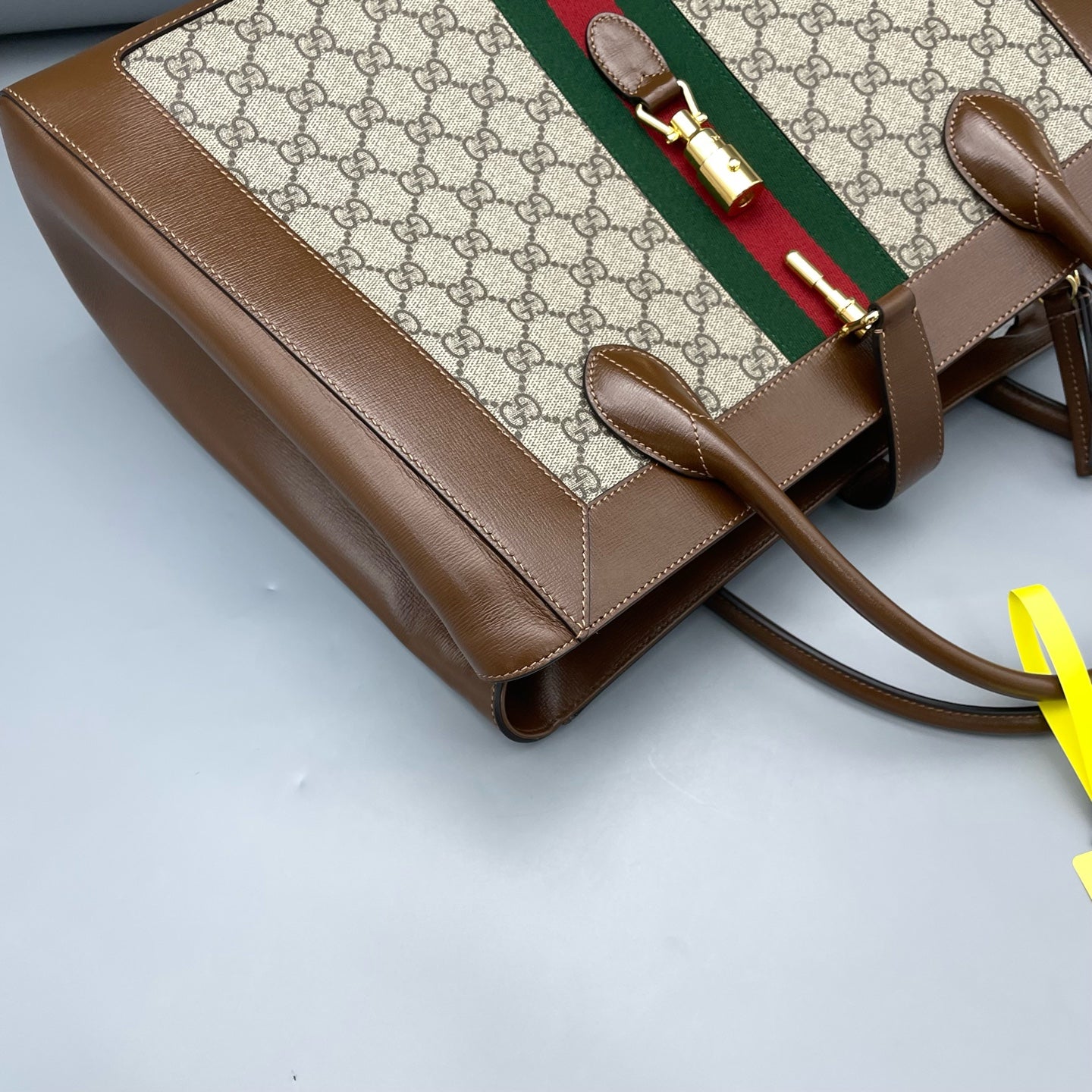 Gucci - 1961 Large Tote Bag - GG Supreme canvas with leather trim - Brown - (large)