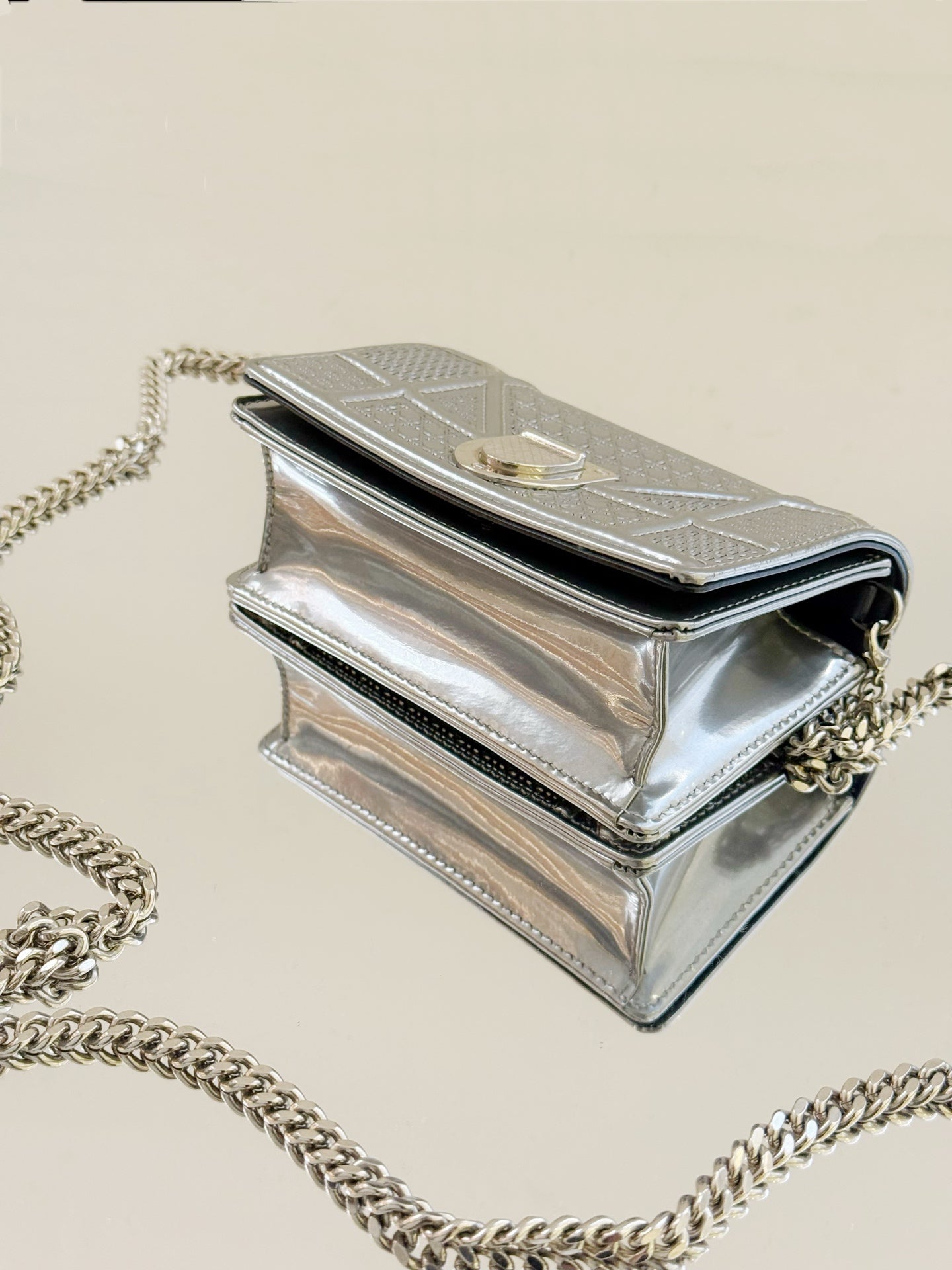 Dior - AMA Shield Mini Bag - Metallic leather - Silver - (mini)