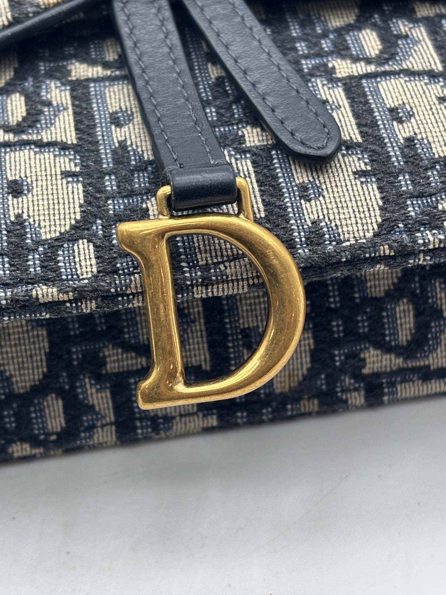 Dior - Saddle Oblique Wallet on Chain - Denim Oblique embroidered fabric - Blue - (mini)