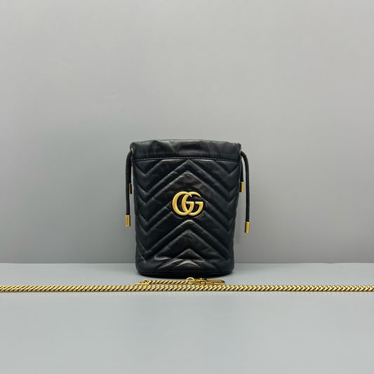 Gucci - GG Marmont Mini Bucket Bag - Leather - Black - (mini)