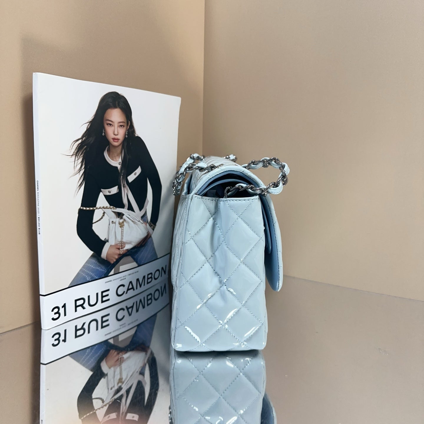 Chanel - Classic Flap Jumbo - Patent leather - Blue - (large)