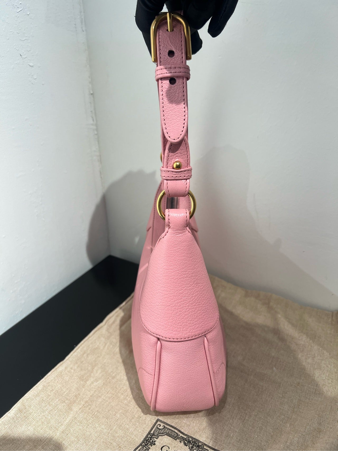 Gucci - Aphrodite Small Hobo Bag with Double G - Grained leather - Pink - (small)
