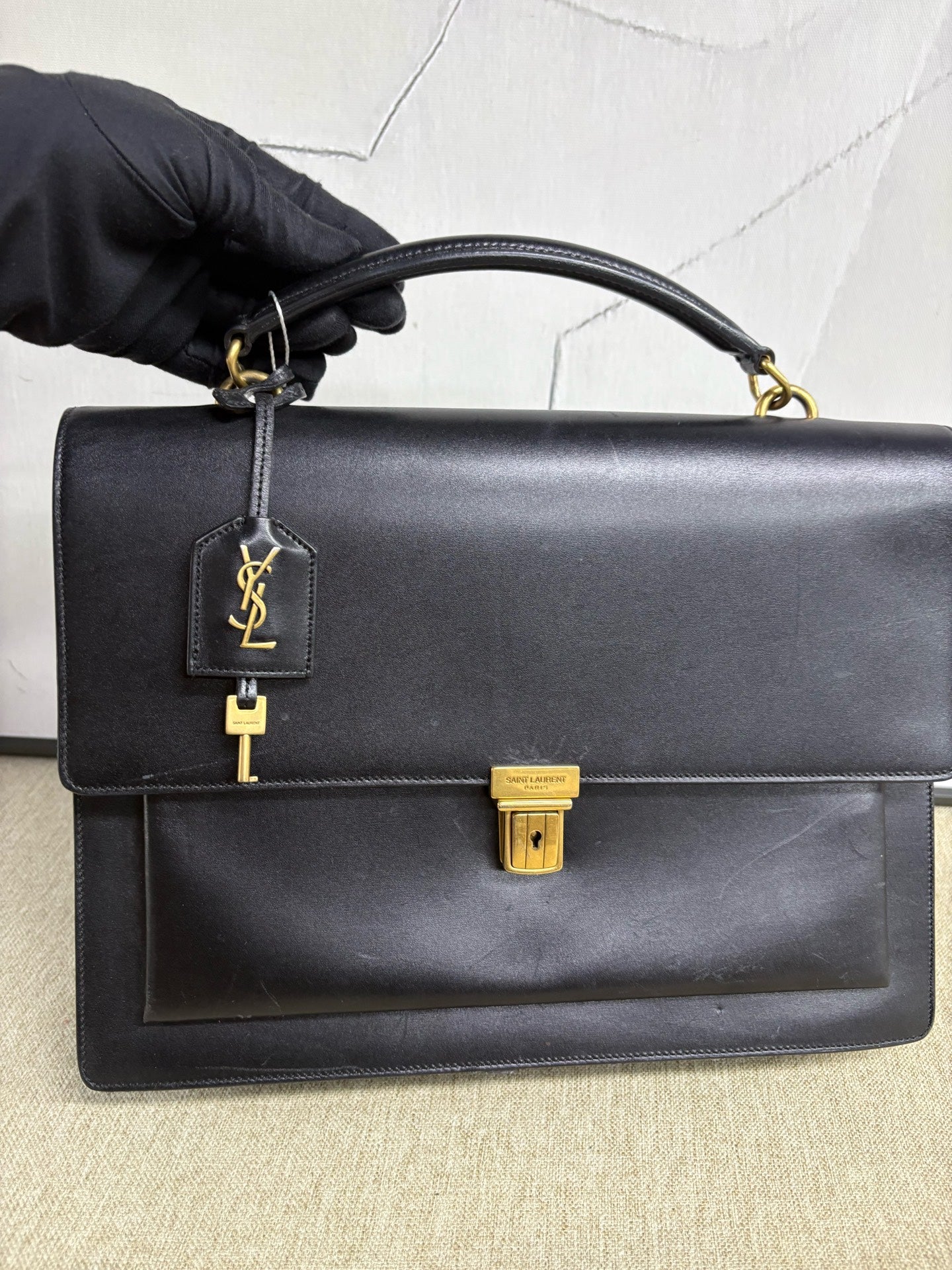 Saint Laurent - High School Satchel - Cowhide leather - Black - (large)