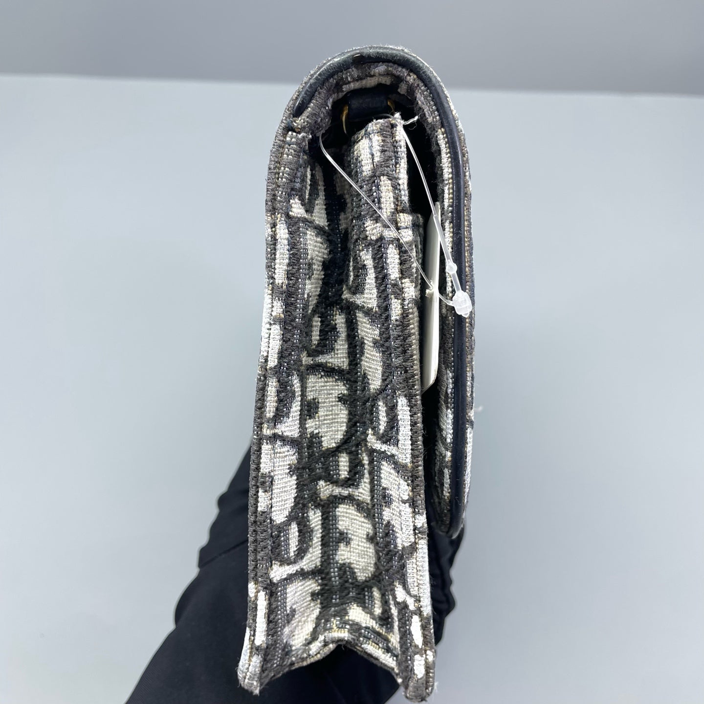 Dior - Saddle Oblique Wallet on Chain (WOC) - Jacquard canvas with leather trim - Black - (mini)