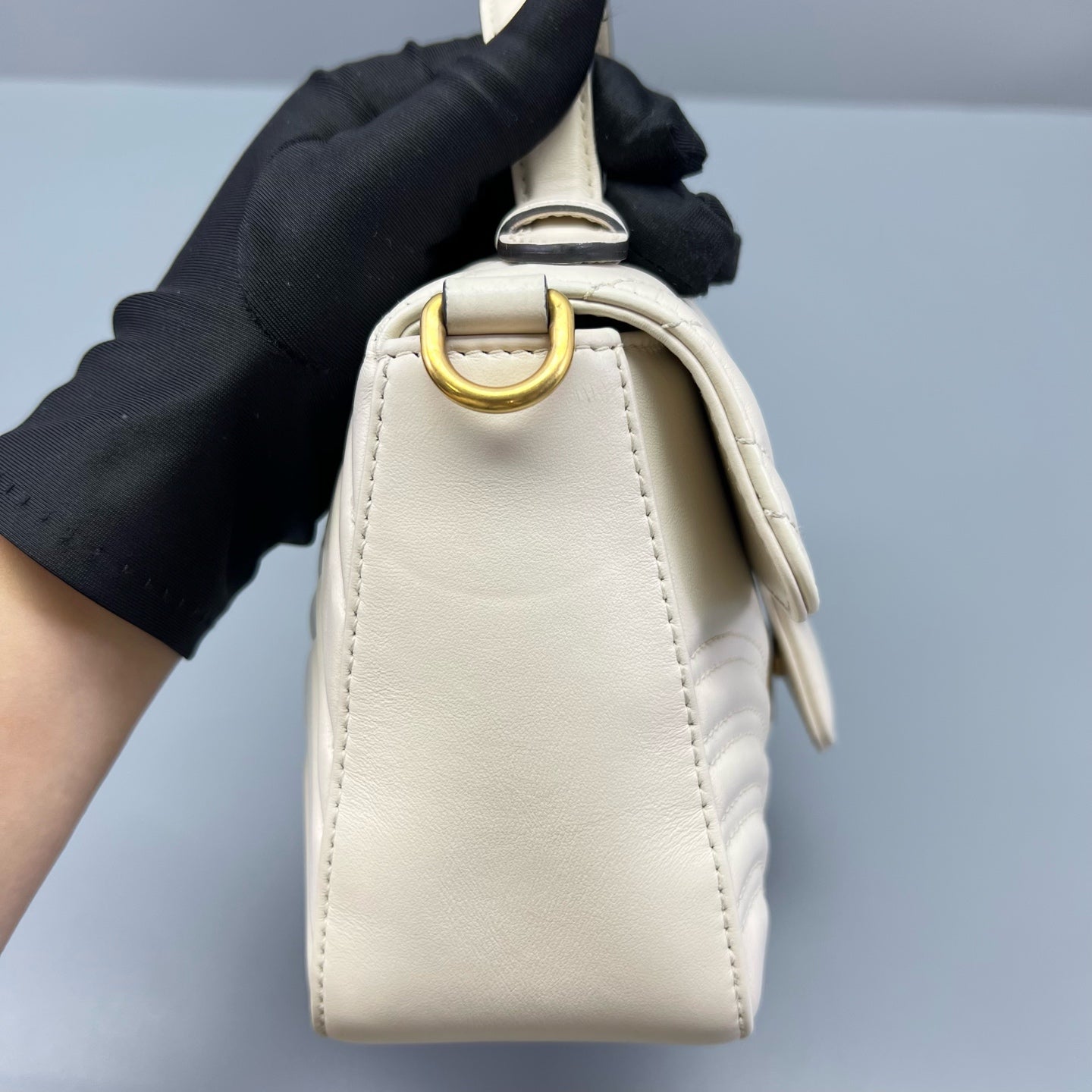 Gucci - GG Marmont Mini Top Handle Bag - Leather - White - (mini)