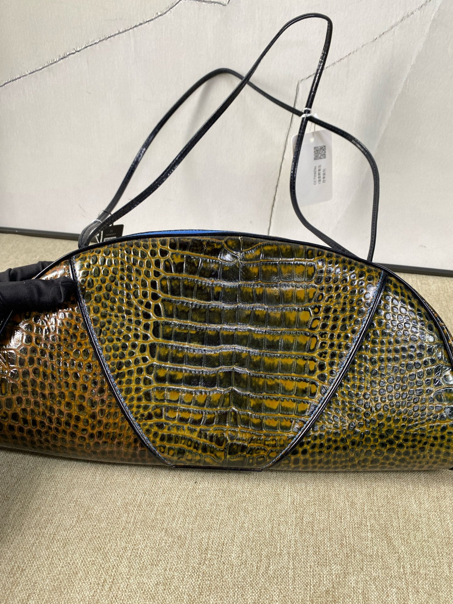 Dior - CC7206 Crocodile Embossed Shoulder Bag - Leather - Multicolour (Yellow, Green, and Black) - (medium)
