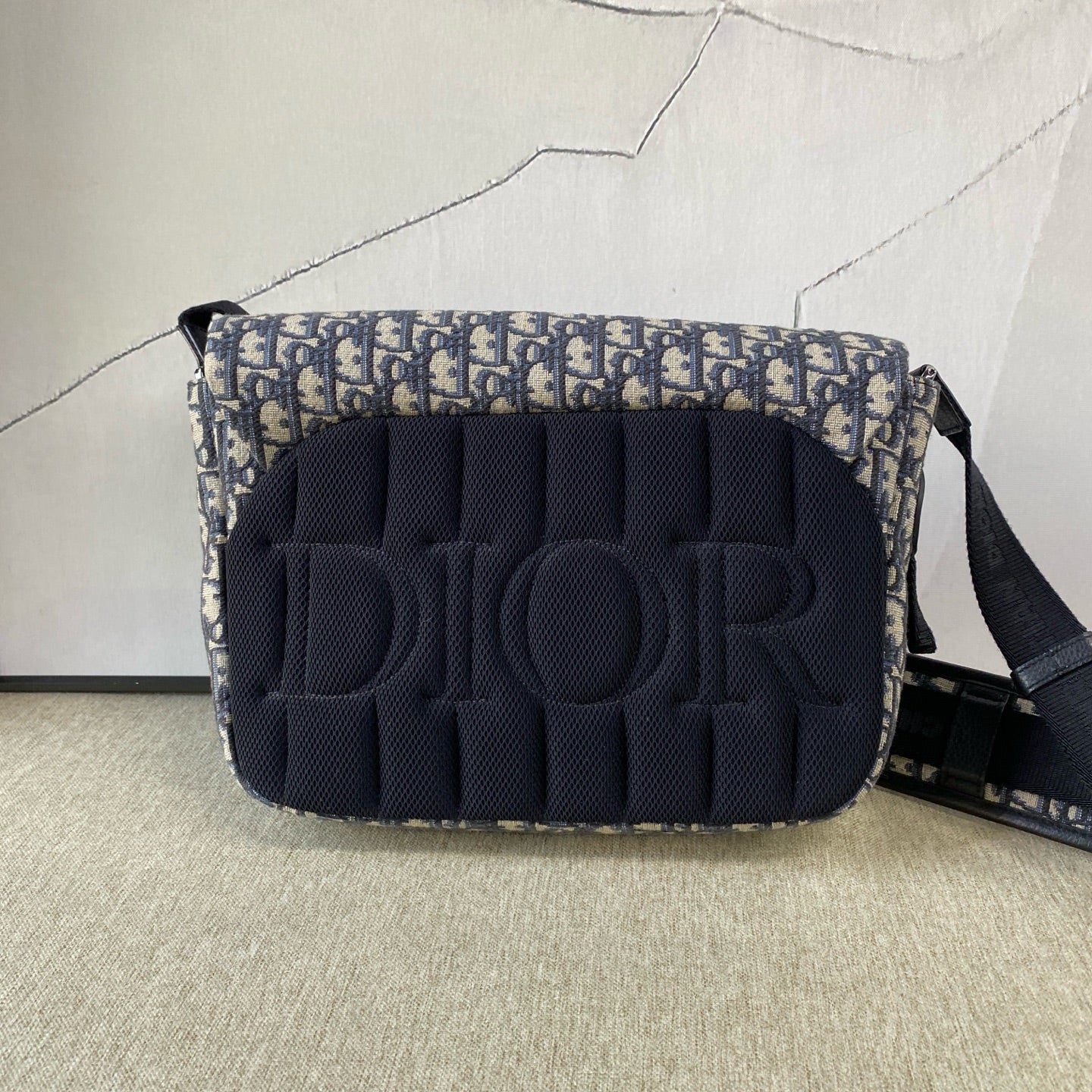 Dior - Explorer Messenger Bag - Embroidered canvas with leather trim - Blue - (Medium)
