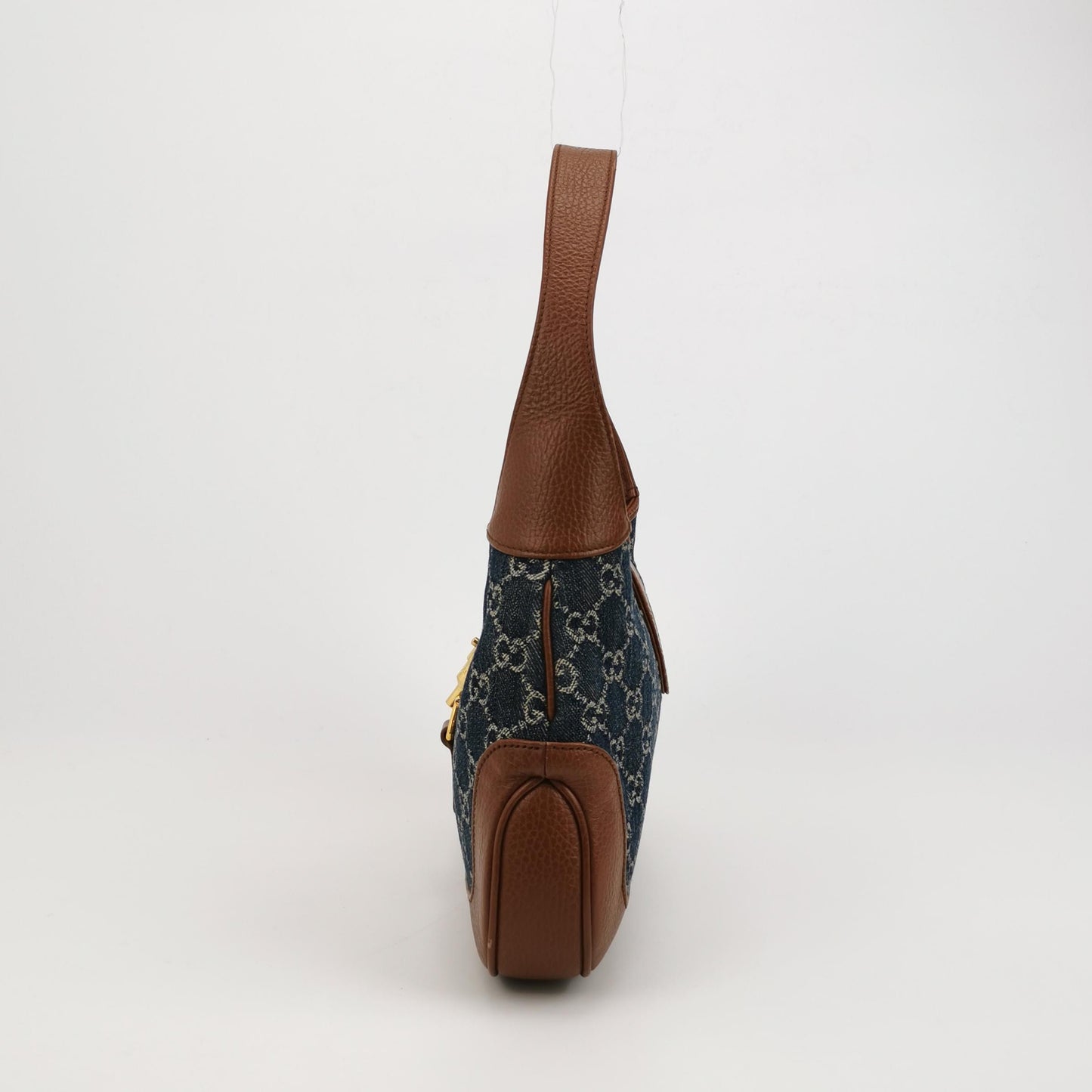 Gucci - Jackie 1961 - Denim with pebbled leather trim - Blue and Brown - (Medium)