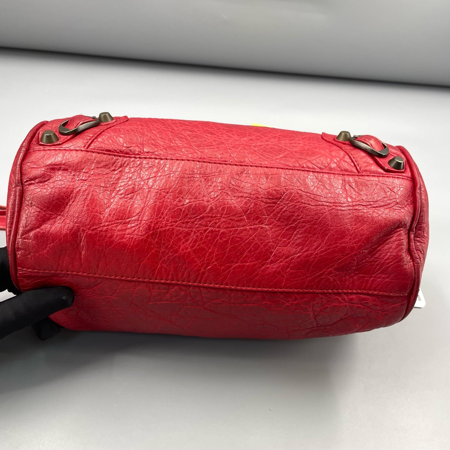 Balenciaga - Boston Motorcycle Bag 241511L5967 - Distressed lambskin leather - Red - (Small)