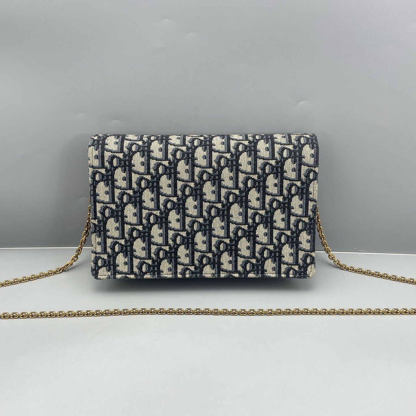 Dior - Dior Oblique Wallet on Chain - Canvas - Blue - (mini)
