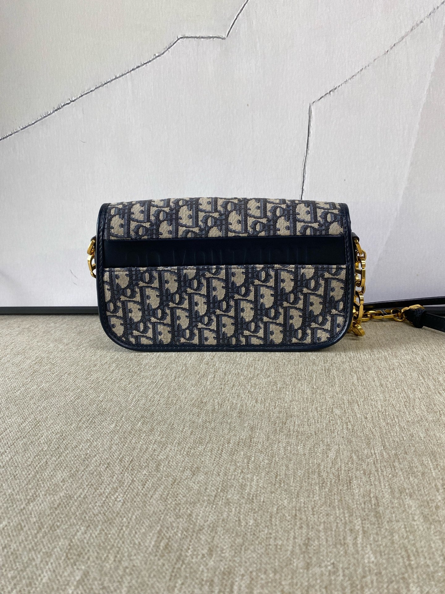 Dior - 30 Montaigne Avenue Chain Bag - Oblique jacquard canvas with leather trim - Blue - (Mini)