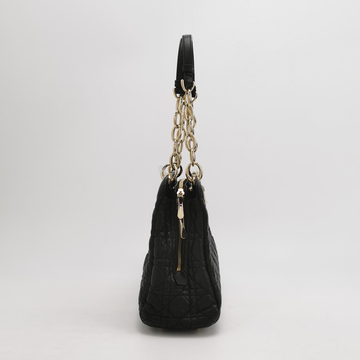 Dior - Lady Dior Tote - Grained calfskin leather - Black with Gold-Tone Hardware - (Medium)
