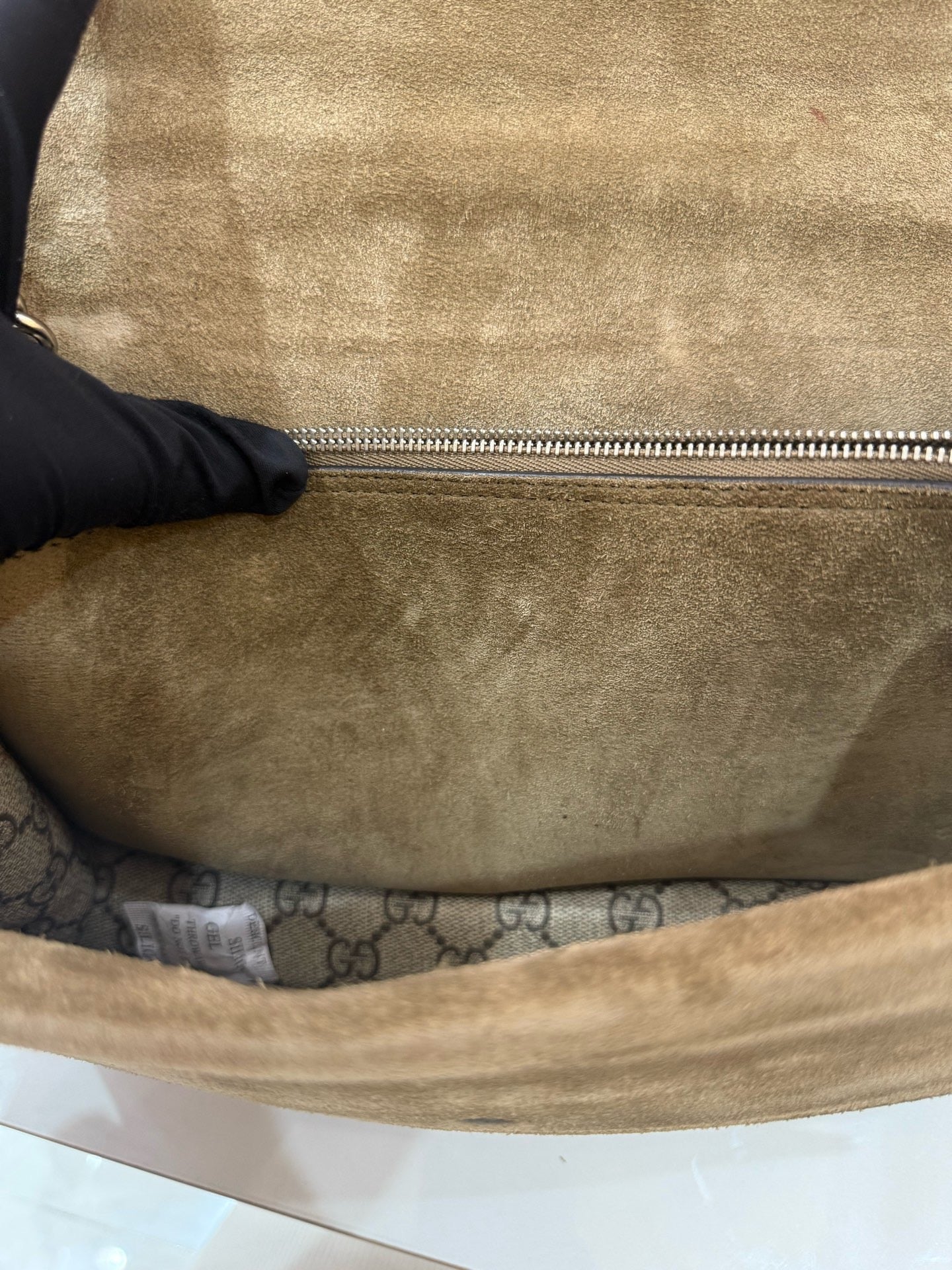 Gucci - Dionysus Shoulder Bag - GG Supreme canvas with suede trim - Camel - (medium)