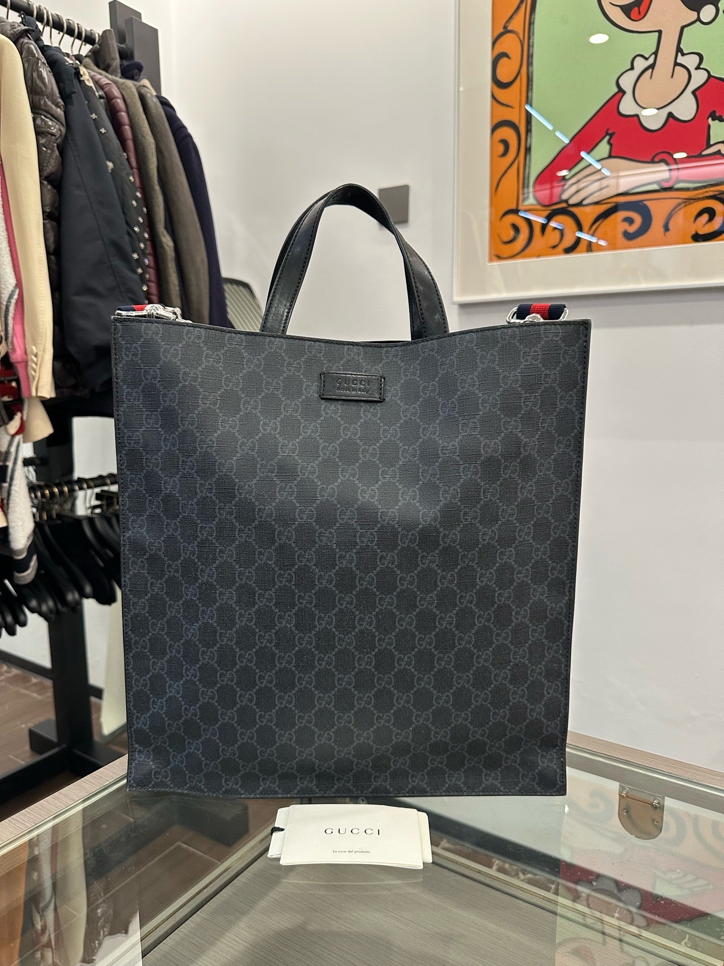 Gucci - Neo Vintage GG Supreme Tote - Coated canvas with leather trim - Black - (Medium)