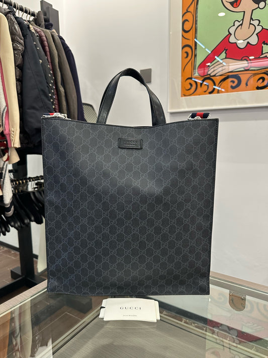 Gucci - Neo Vintage GG Supreme Tote - Coated canvas with leather trim - Black - (Medium)