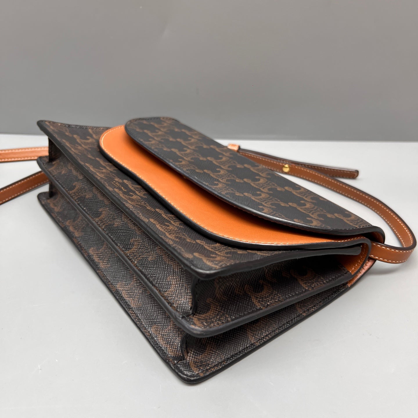Celine - Triomphe Canvas Wallet on Chain Envelope Bag - Coated canvas and calfskin leather - Brown and Camel - (small)