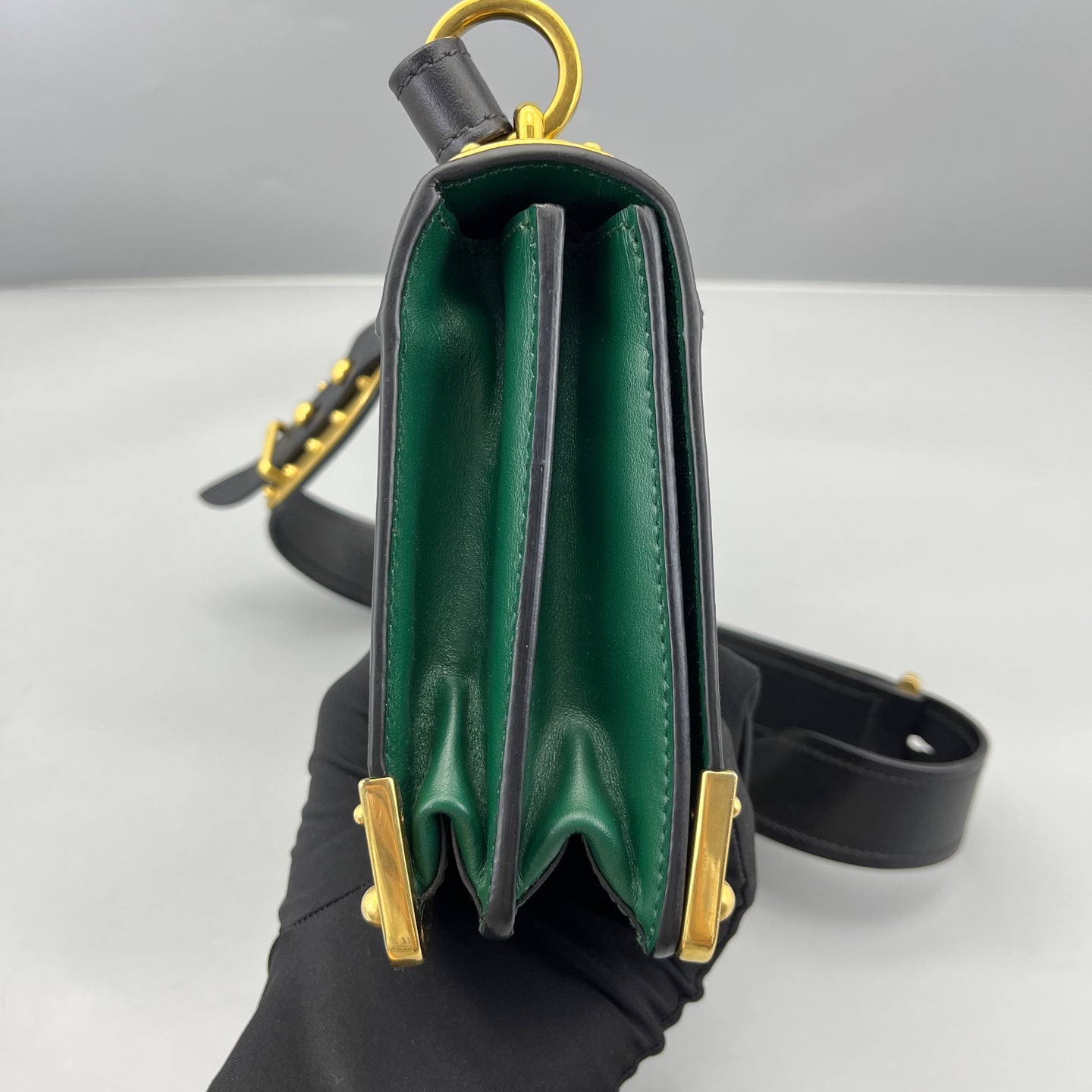 Prada - Cahier - Leather - Black and Green - (Small)