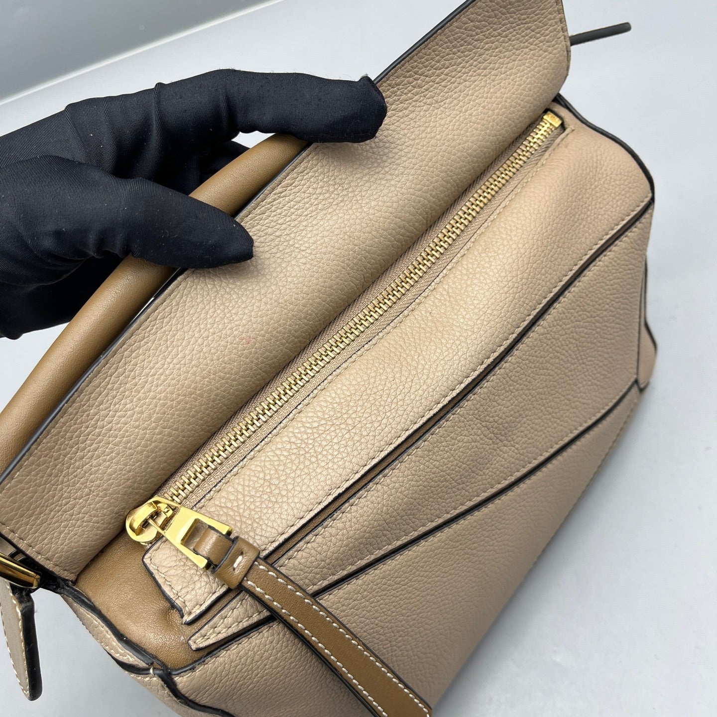 Loewe - Puzzle Bag Small - Grained calfskin leather - Beige - (small)