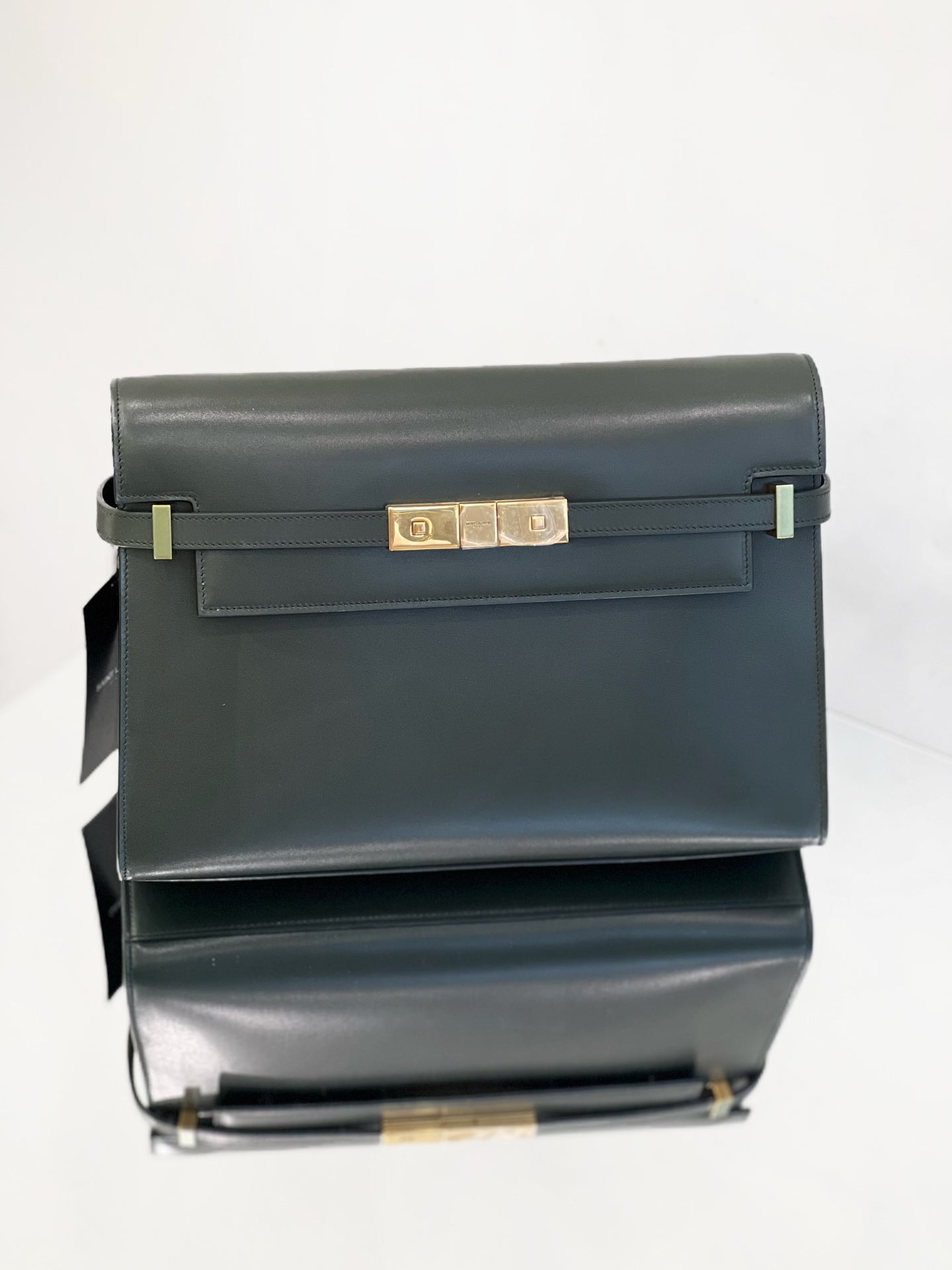Saint Laurent - Manhattan Medium Crossbody Bag - Box leather - Dark Green - (medium)