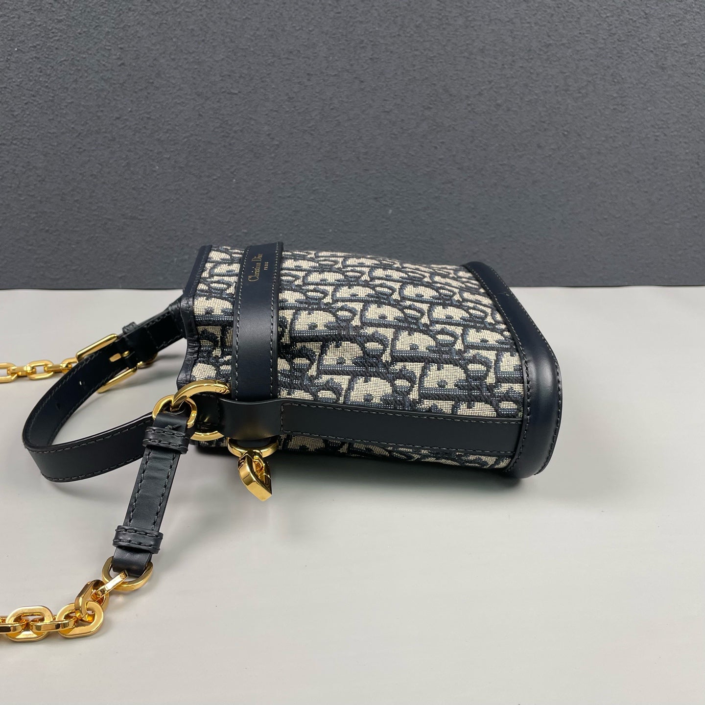 Dior - Dior C'est Oblique Bucket Bag - Oblique embroidered jacquard canvas with leather trim - Blue - (mini)