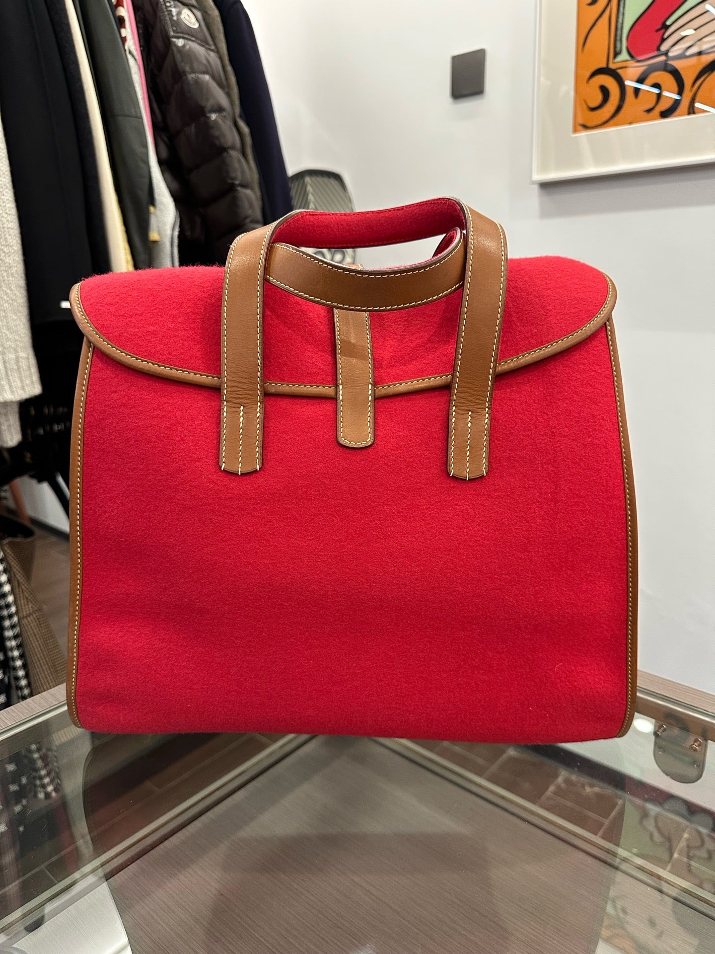 Hermès - Feudou Tote - Felt and Leather - Red - (Large)