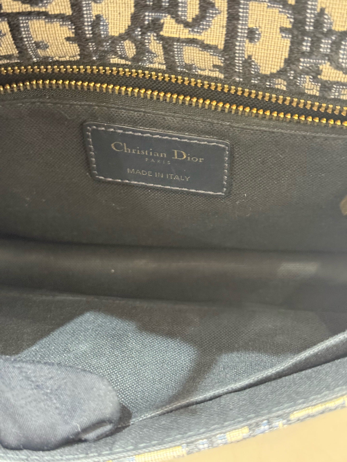 Dior - Montaigne 30 - Jacquard canvas with leather trim - Navy and Beige - (Medium)