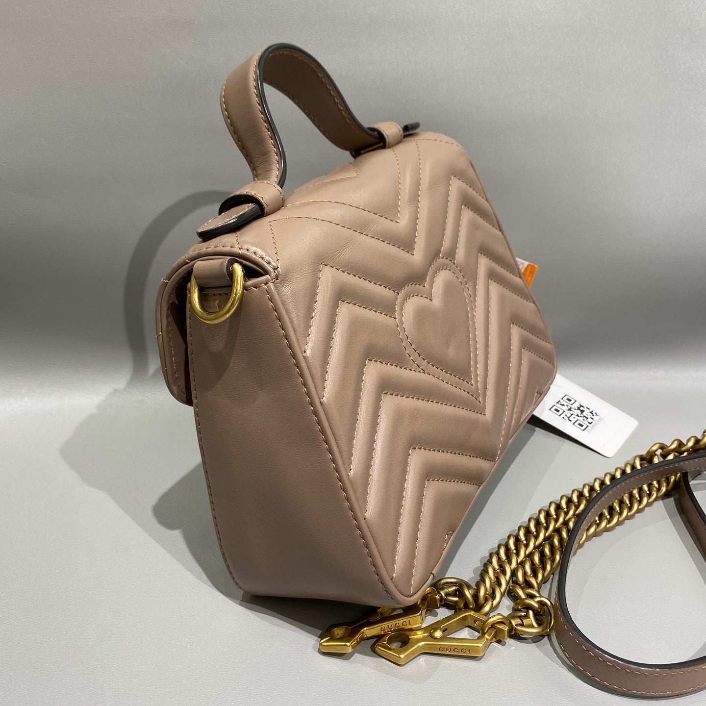 Gucci - GG Marmont Matelassé Top Handle Mini Bag - Leather - Beige - (mini)