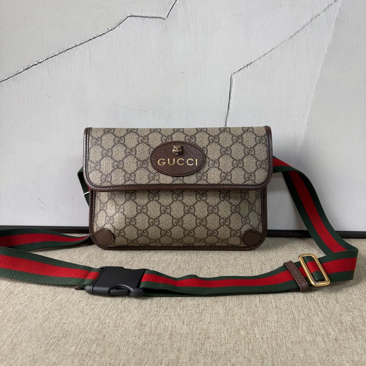 Gucci - Neo Vintage GG Supreme Tiger Head Belt Bag - Coated canvas with leather trim - Beige - (Small)