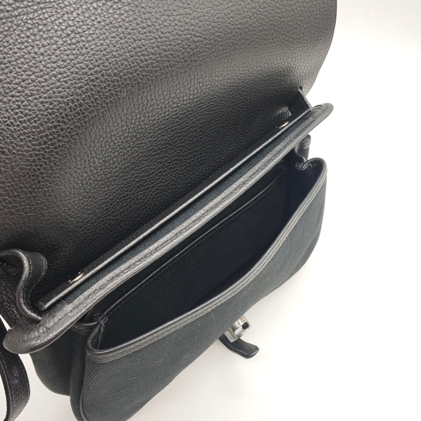Hermès - Colorado Saddle Bag - Black canvas combined with Togo leather and suede - Black - (mini)