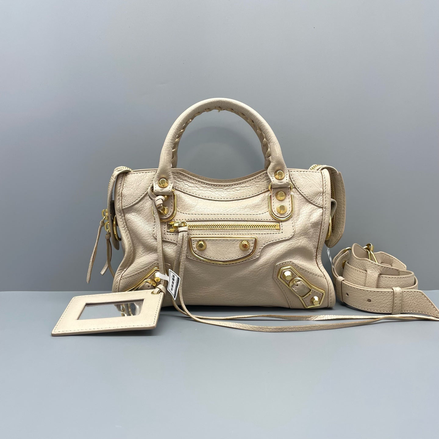 Balenciaga - Mini City - Lambskin leather - Milk Tea Beige with Gold-Tone Hardware - (mini)